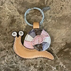 COACH Snail Pink Patchwork And Leather Keychain Bag Charm